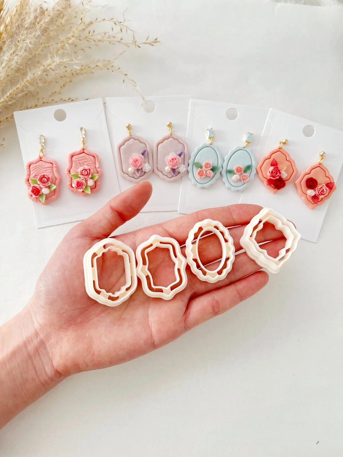 Frame Shape Polymer Clay Cutters Set-Embossing Tools For DIY Earrings & Jewelry Crafting Jewelry Making Kit 4pcs polymer clay tools