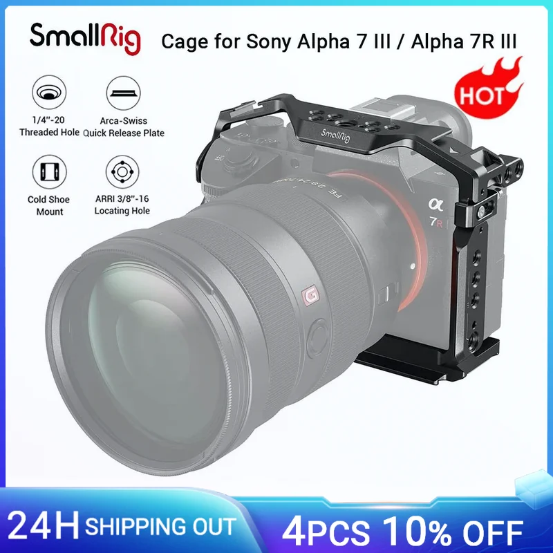 Gabbia Per Fotocamera Smallrig A7Riii / A7M3 Per Fotocamera Sony A7Riii /A7Iii/A7M3 (Ilce-7Rm3 / A7R Mark Iii), Con Supporto Per Scarpe Nato Rail 2087