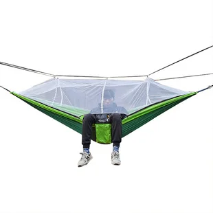 Automatic Quick-opening Mosquito Net Hammock Outdoor Camping Pole Hammock swing  Anti-rollover Nylon Rocking Chair 260x140cm 6
