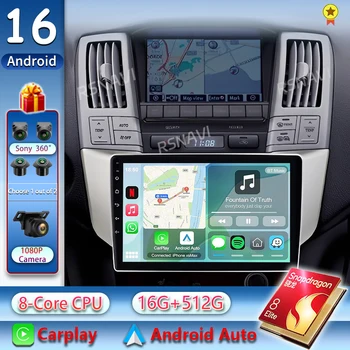 Radio Estéreo para Auto con Android 16 y Carplay para Lexus RX300 RX330 RX350 RX400H II 2 y Toyota Harrier XU30 II 2 2003 - 2013 1