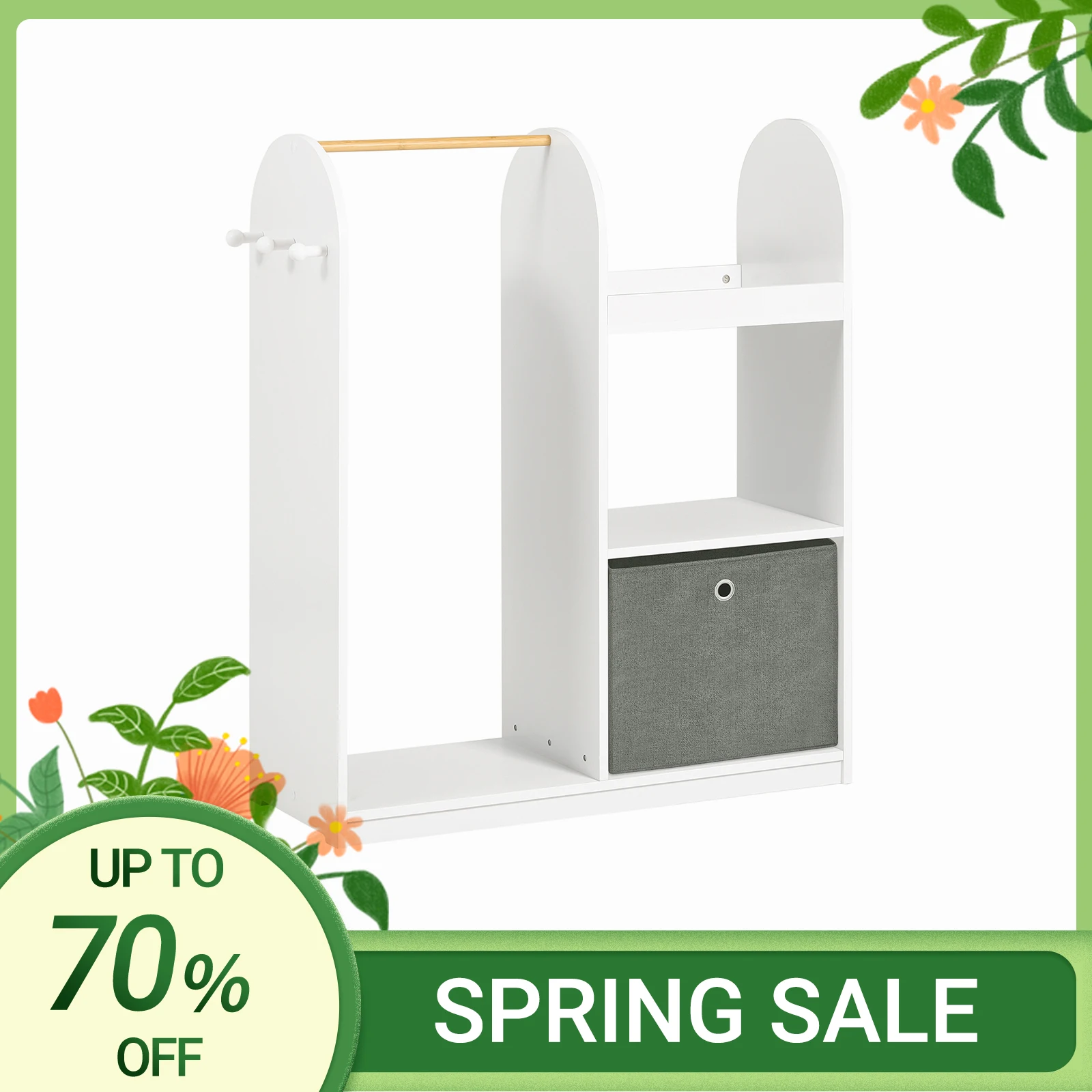 SoBuy KMB40 armoire pour enfants avec 3 crochets placard avec armoire de boxe meubles de chambre pour enfants porte-vêtements étagère pour enfants