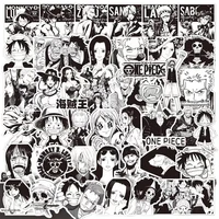 10/30/65pcs Black And White One Piece Stickers Luffy Zoro Anime Sticker Skateboard Motorcycle Cup Stationery Classic Toy Decal 1