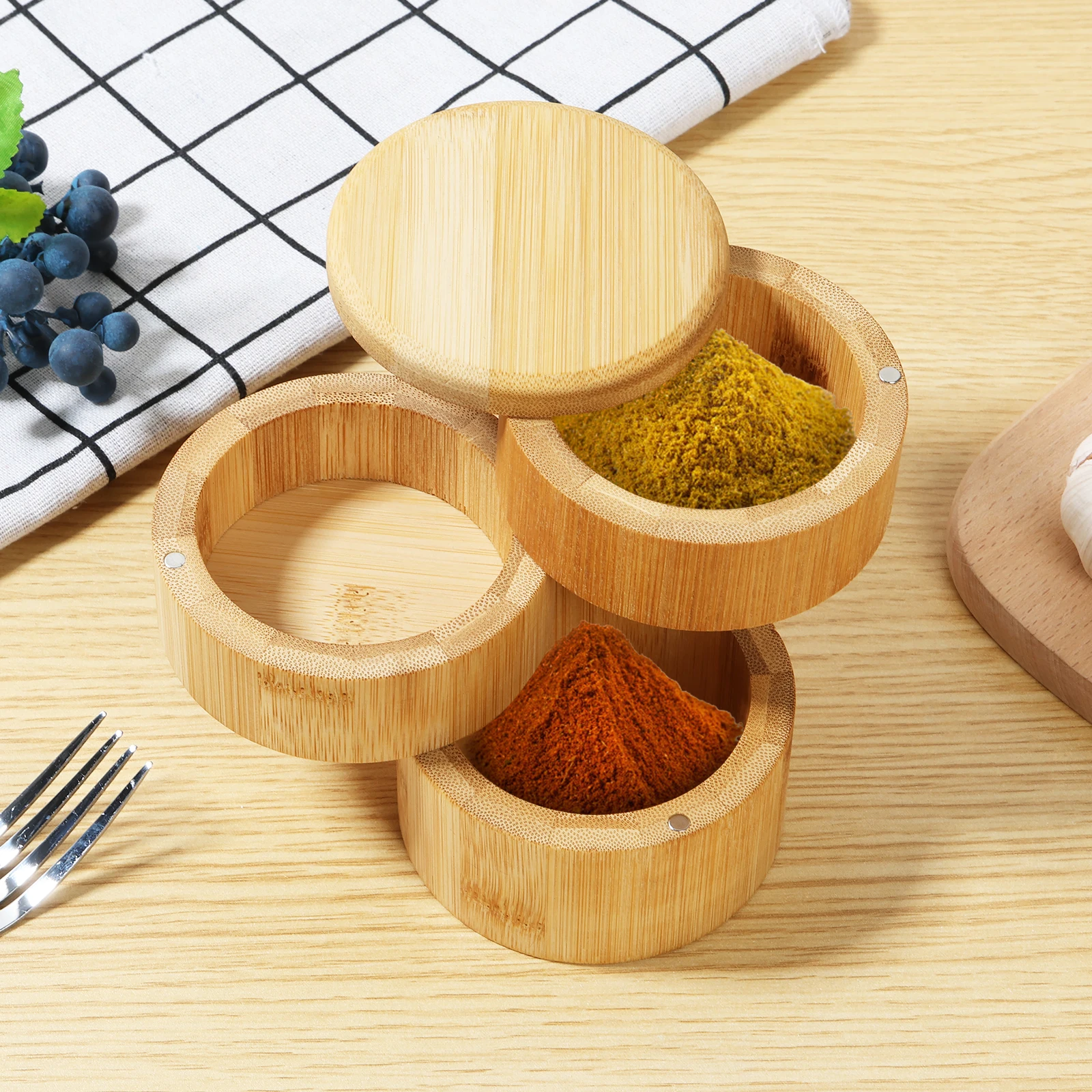 Set di 6 barattoli per spezie con coperchi in legno, 150 ml | Mini contenitori in vetro per spezie, mobili da cucina, contenitori e dispense - Italia
