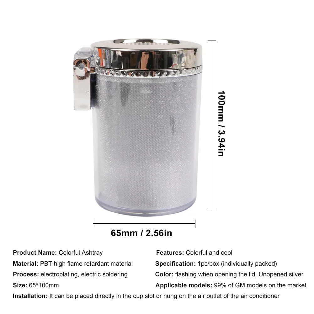 

Car Ashtray with LED Light Cigarette Cigar Soot Container Colorful Cool Ashtray Gas Cylinder Portable Auto Accessories
