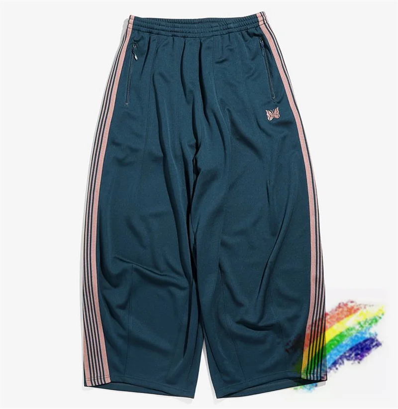 

Wide Leg Needles Sweatpants Men Women Casual AWGE Trousers Embroidery Butterfly Pants