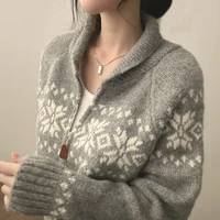 New Autumn Winter Women Fashion Elegant Knitwear Long Sleeve Sweater Fall Korean Style Casual Knitted Top Zipper Lapel Jacket - Image 6