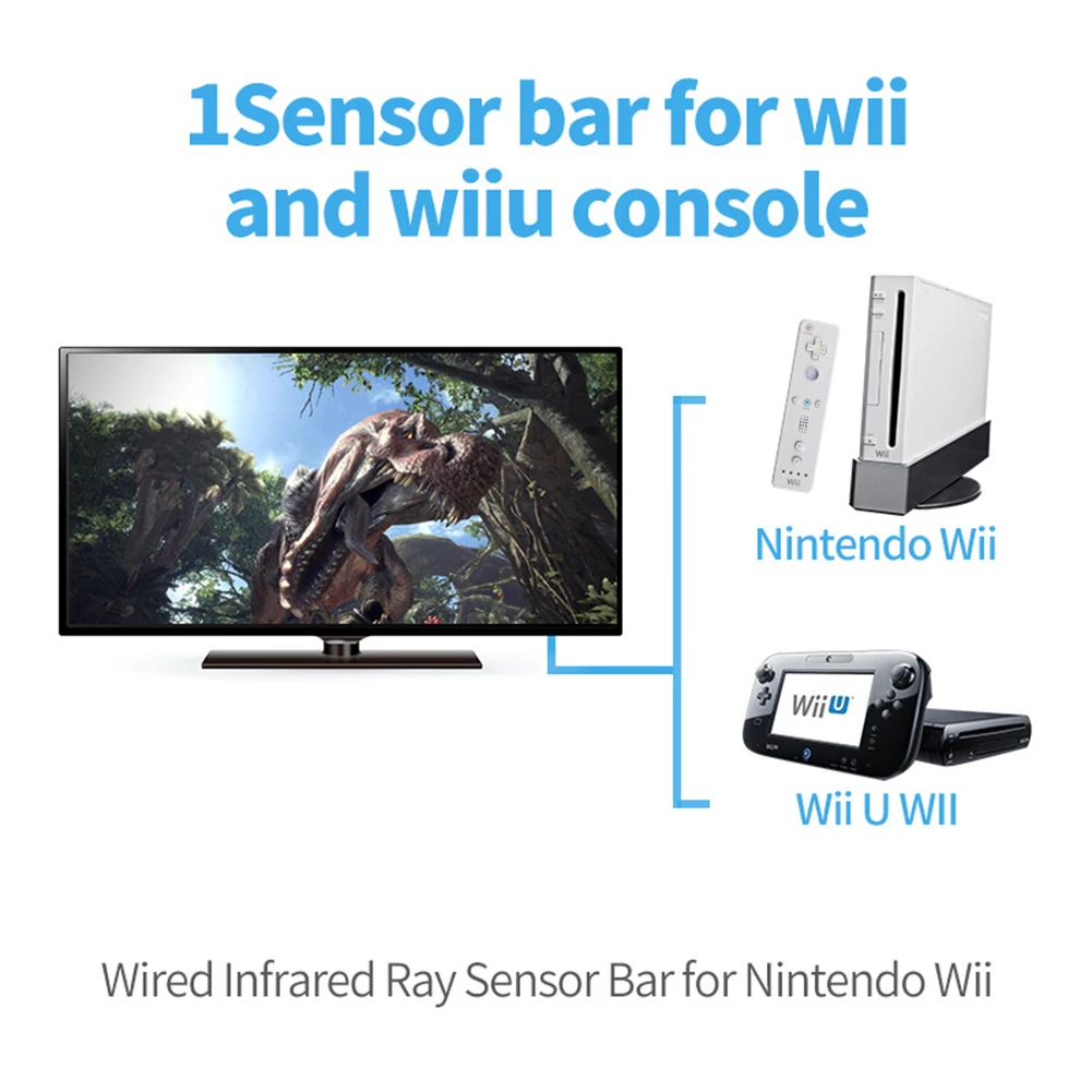 Wired Infrared Ray Sensor Bar with Extension Cord Infrared IR Signal Ray Wired Motion Sensor Bar for Nintendo Wii Wii U Console