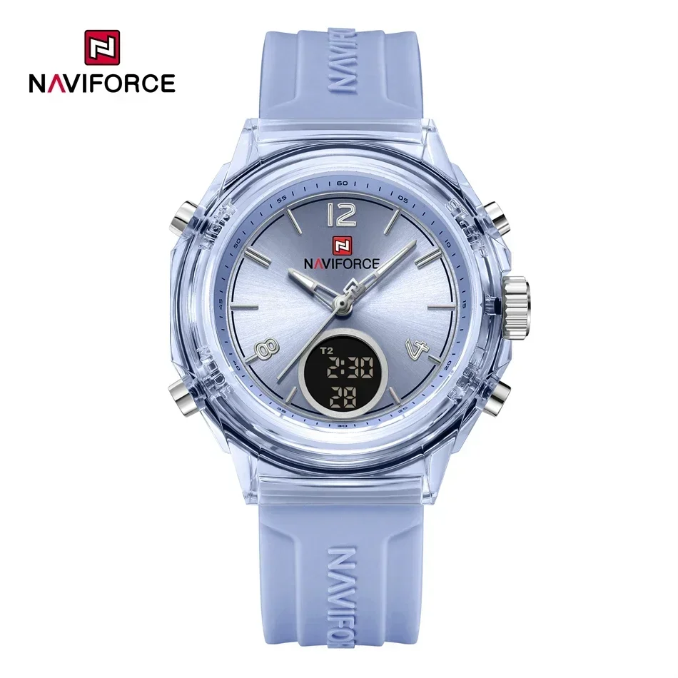 NAVIFORCE Stylish Women's Dual Display Luminous Quartz Watch with Silicone Band