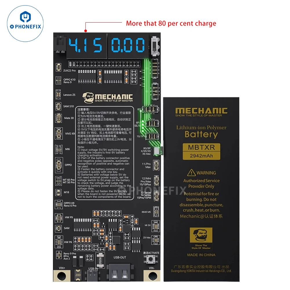 MECHANIC F918 / Plus iPhone 6-16PM 용 배터리 활성화 감지 보드 HW 안드로이드 원 클릭 활성화 배터리 수리 도구