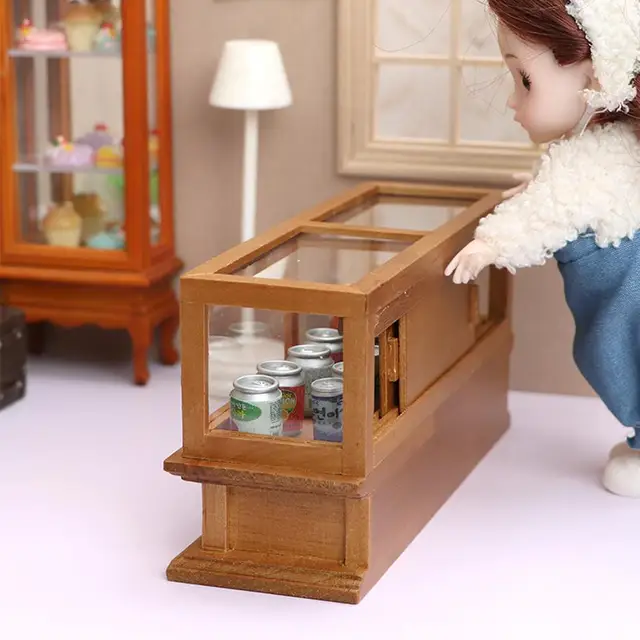 1:12 Simulation Display Cabinet Mini Wooden Furniture Dollhouse For Doll Lovers Collection Dollhouse Decoration Furniture 2