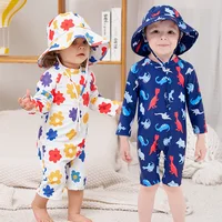 Baby Girls Swimsuit Long Sleeves One Piece Swimwear for Kids Toddler Cartoon UPF50+ Rash Guards Infant Bathing Suit Korea Sets 3