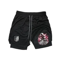 Men Summer Quick-Dry Double-Layer Athletic Shorts Breathable Stretchy Moisture-Wicking Running FitnessShorts Athletic Activewear