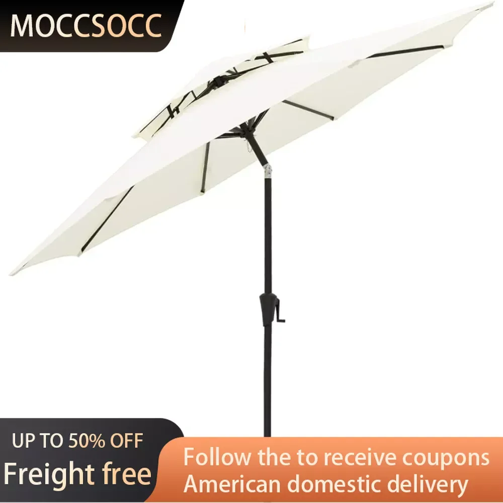 

9 Ft Double Top Outdoor Market Patio Table Umbrella With Tilt Ivory Freight Free Large Beach Umbrella Shadow Tiki Canopy Gazebo