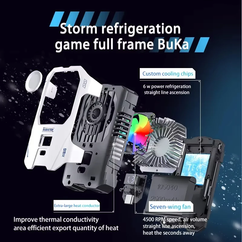 Gaming Accessories Wireless Rechargeable Mobile Phone Cooling Fan With Digital Display Phone Cooler with Battery