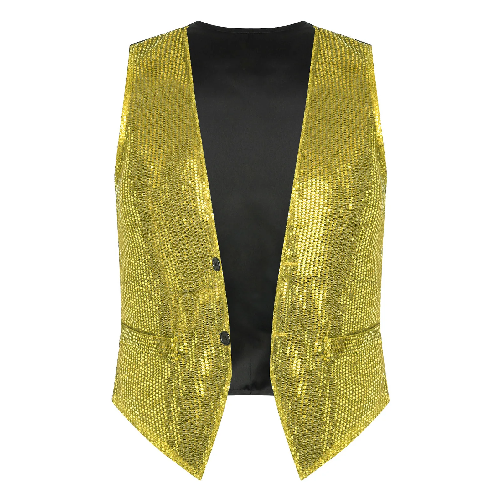 Mens Sparkling Sequins Vests Fashion Mans Sleeveless Waistcoat for Jazz Hip-hop Rave Dance Party Clubwear Performance Costume 3