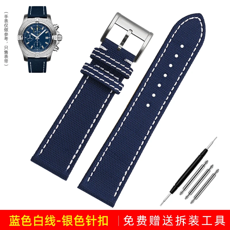 thumbnail image 1 of Correa de reloj de piel de nailon de 22 mm y 24 mm para Breitling Avenger Deep Dive Seawolf Super Ocean Series Yellow Wolf, 1 of 5