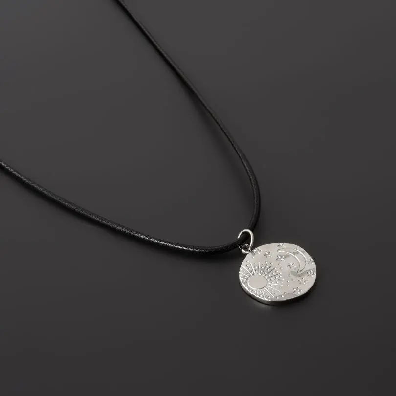 Vintage Silber Farbe Le Soleil Anhänger Halskette Leder kette am Hals Edelstahl Sonnen ketten für Frauen Männer Schmuck – Detail 8