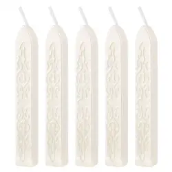 Pack of 5 Solid Color Sealing Wax Sticks for Envelopes, Invitations, and Gifts (Pearlescent White)