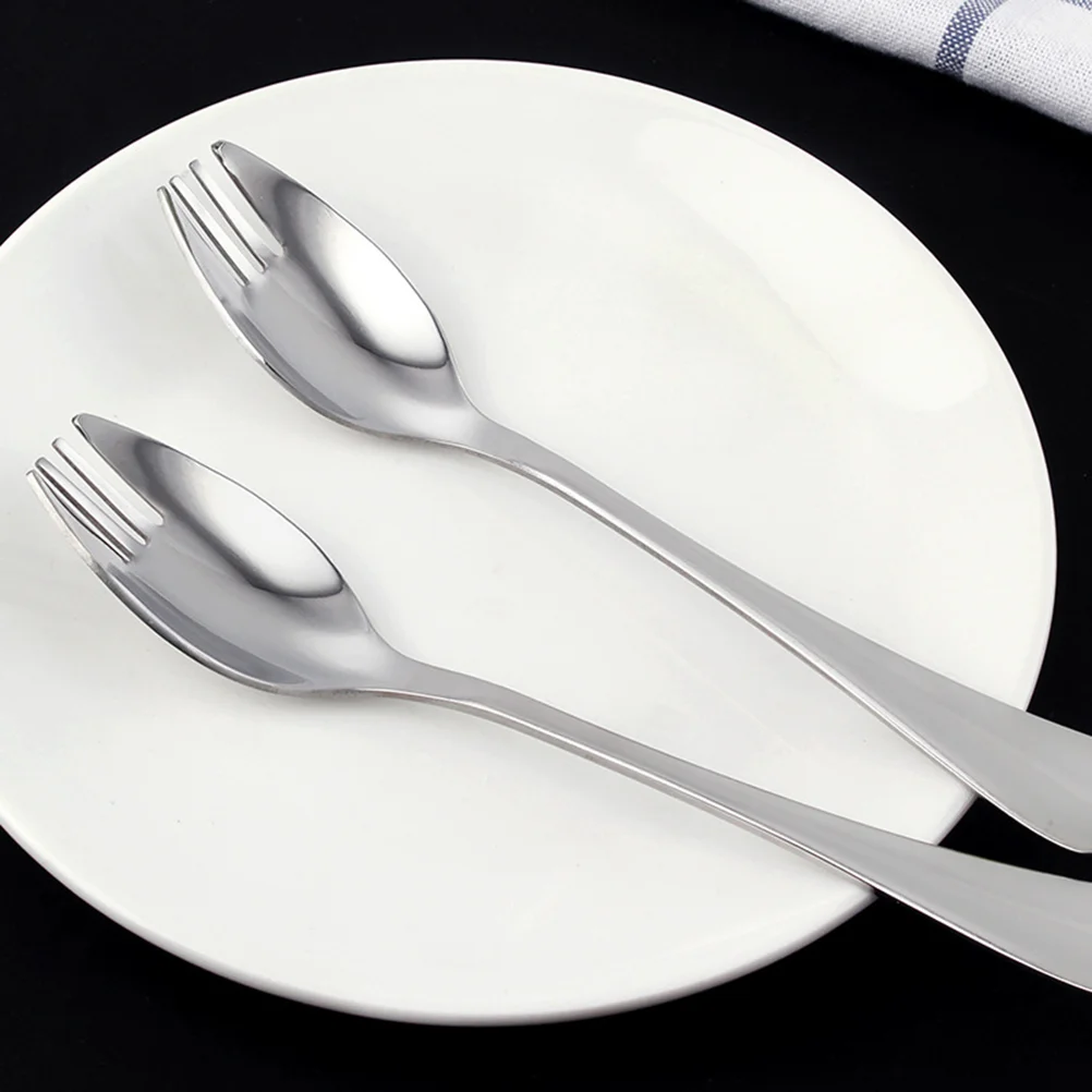1/6 Pcs Stainless Steel Sporks Picnic Dual-purpose Spoon Instant Noodle Salad Flatware,camping cutlery,portable tableware,portable cutlery,titanium tableware
