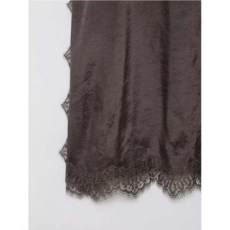 Women Lace Patchwork Sling Top Sexy Sleeveless Side Split Underwear Style Vest Top 2026 New Summer Lady Party Vacation Tops ﻿