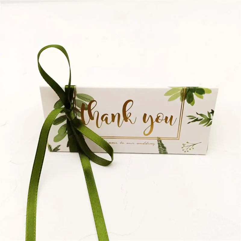 10/20Pcs Green Leaf Dreieck Candy Box Hochzeit Keks Bevorzugung Geschenk Verpackung Box Mit Band Engagement Geburtstag Party Dekoration – Detail 8