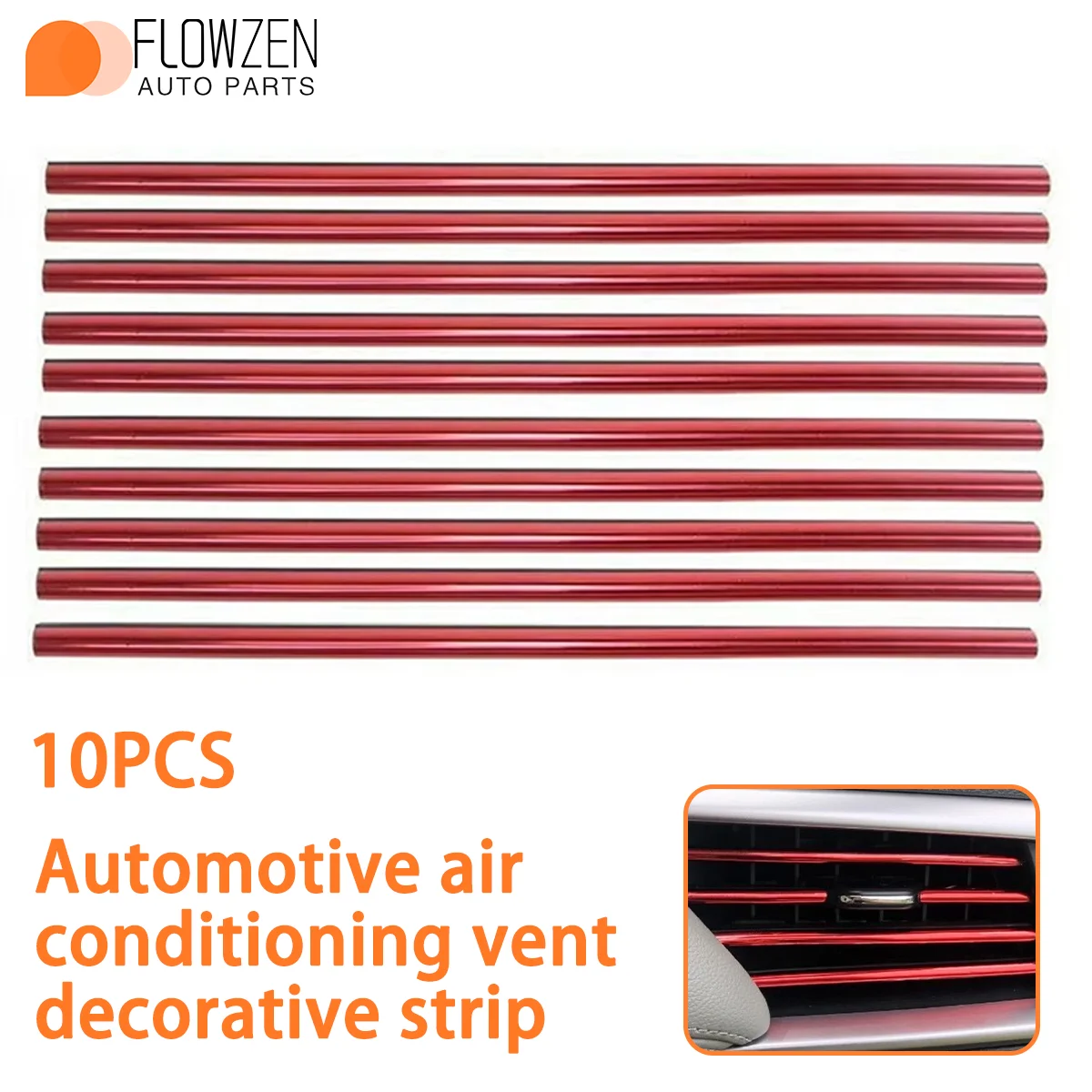 Car Air Conditioning Vent Decorative Strip 10pcs 20cm Indoor Bendable Air Outlet Red