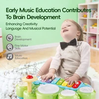 3 in 1 Baby Musical Toys, Piano Keyboard Xylophone Drum Set, Baby Piano for Toddlers 1-3, Drum Set for Toddlers 1-3, Baby Toys 6-12 Months Boys Girls 2