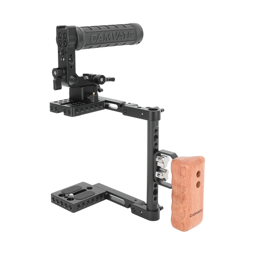 Foldable Half Camera Cage with Top and Left-Side Handles Fits 4.8inch Height Cam