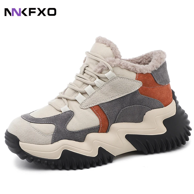 

Women's Winter Sneakers Height Increase Platform Ankle Boots Chunky Sports Plush Warm Shoes Zapatillas vc5128