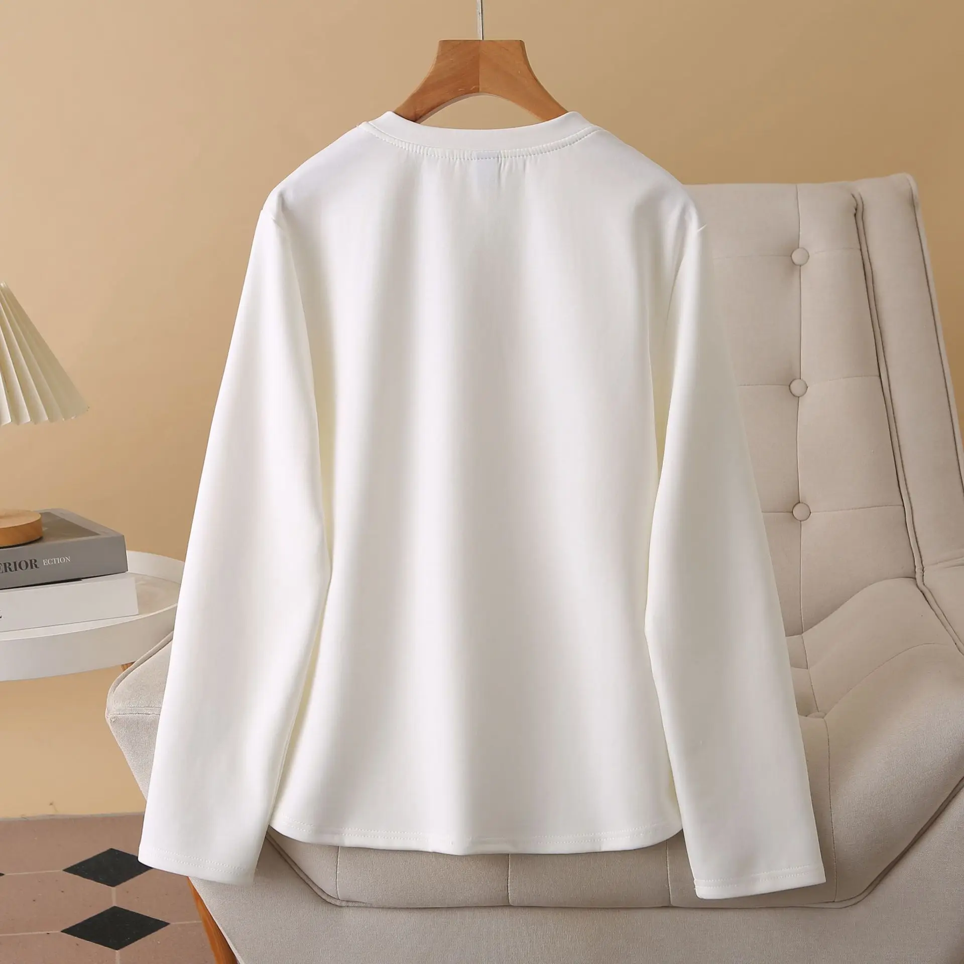 Fashion Plus Size Women's T-Shirt Autumn New Style Simple Neckline Bright Line Long Sleeve Casual Tops 956