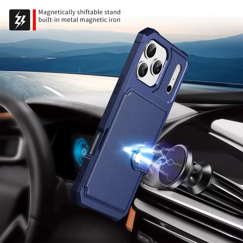 Universal Wallet Phone Case with Card Holder and Hybrid Rubber Bumper Design