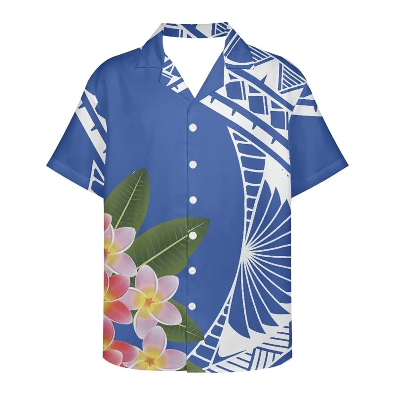 thumbnail image 1 of Camisas de playa tribales polinesias para hombre, camisetas hawaianas casuales de manga corta con botones y estampado 3D, camisetas de gran tamaño para hombre, 1 of 5