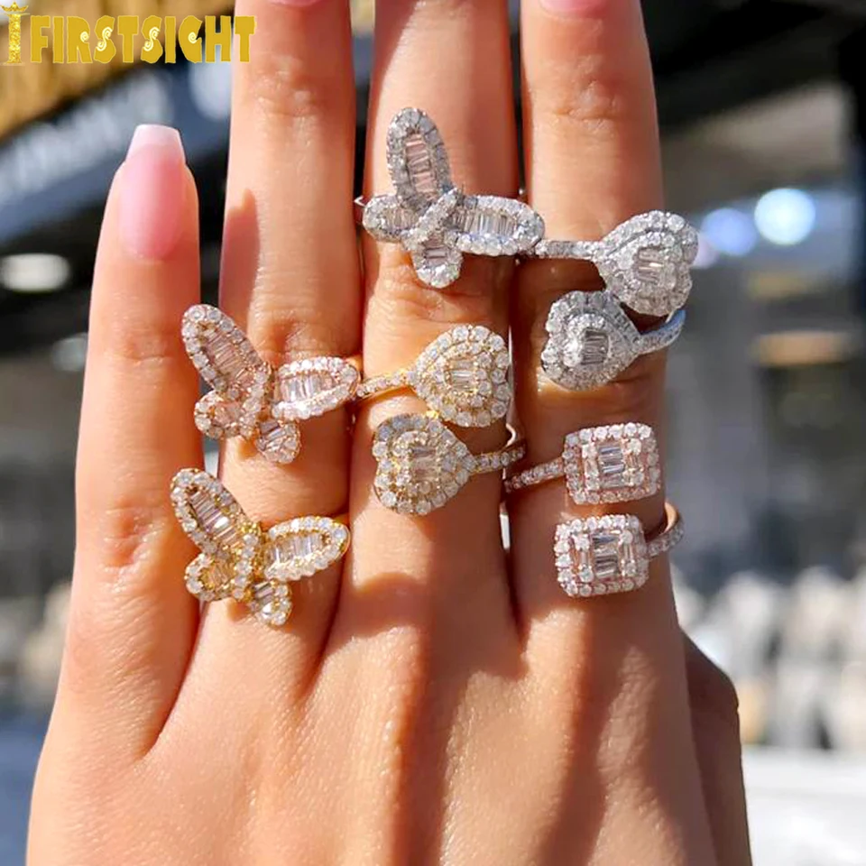 Anelli tondi in zirconia cubica pendenti con nappa aperta e regolabile, per donne e ragazze, placcato in argento Sterling, cristallo alla moda, anello delicato, gioielli regalo di compleanno, Rame