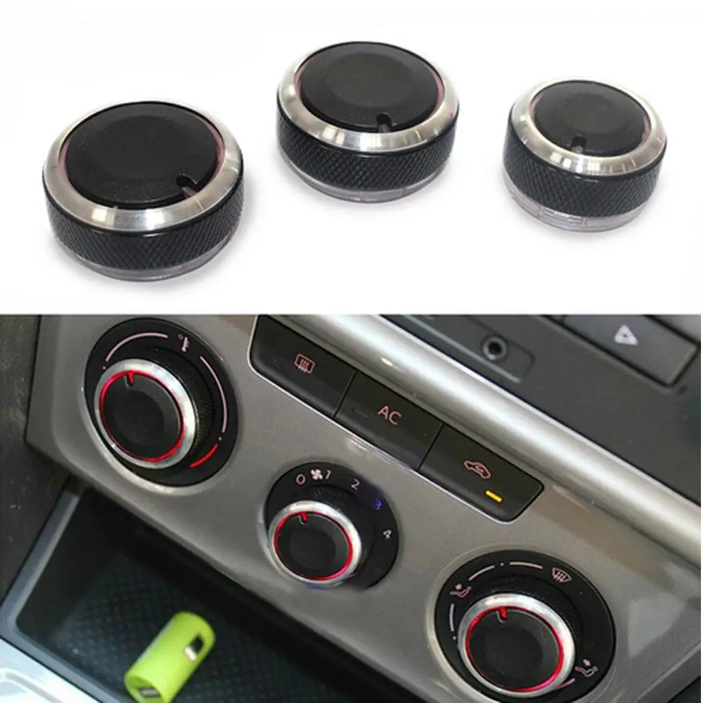 A/C Air Conditioning Control Switch Knob Button for VW (Blk)