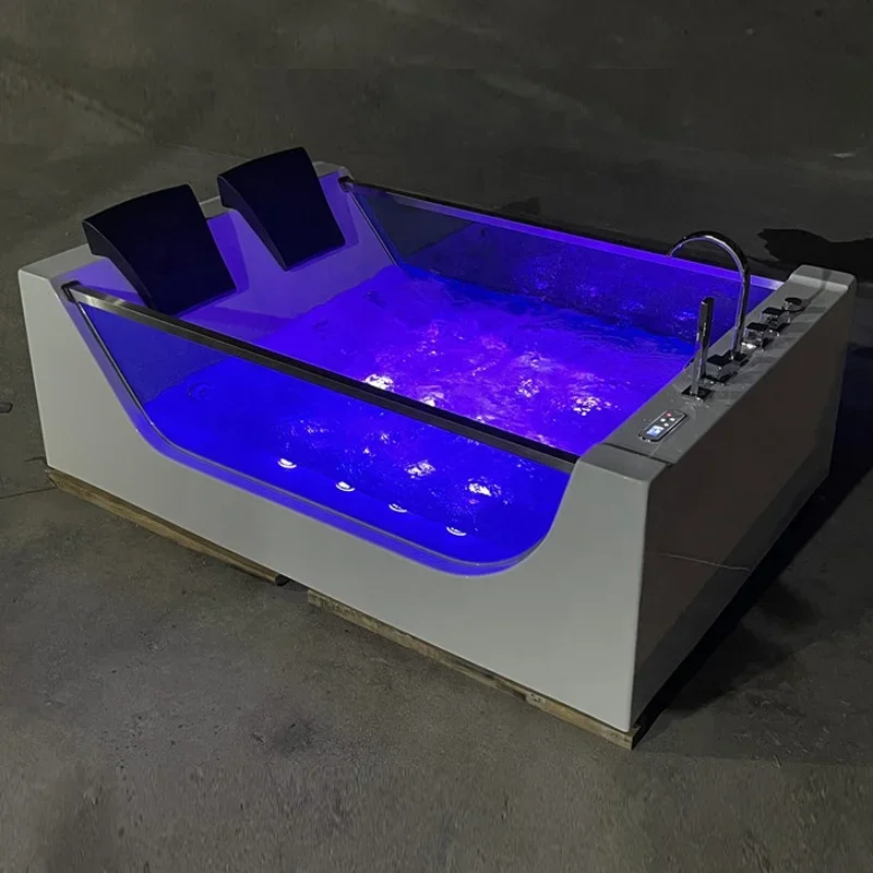 Double Luxury Bathtub, Family Acrylic Sea View Glass Massage Bathtub, Constant Temperature Heating 1.8 Meters 3