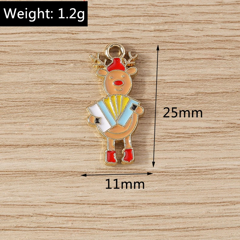 Tusember 10 Stück Weihnachtsanhänger, Weihnachtsbaum, Hirsch, Socken, Schneemann-Anhänger für Schmuckherstellung, Ohrringe, Halskette, DIY-Versorgung – Detail 9