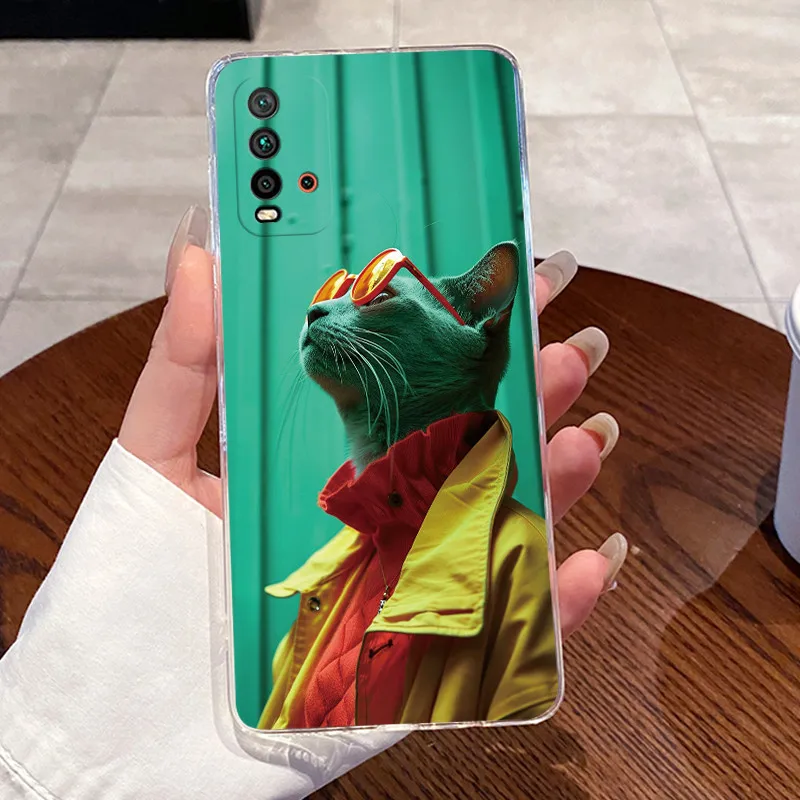 Luxury Aesthetic Transparent Cat Design Soft TPU Silicone Phone Case