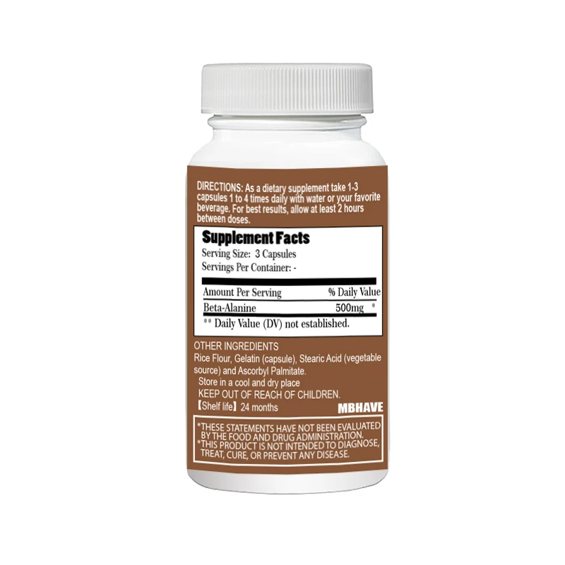 Beta Alanine Powder 500mg 100pcs Easy Solubility Training Aid