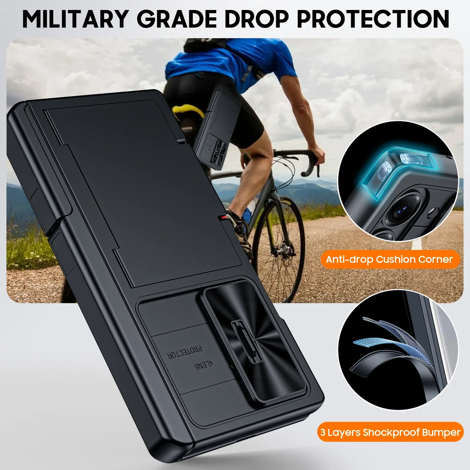 Ultimate Wallet Case with RFID Protection, Hidden Stand, Camera Guard, Shockproof Silicone - Black