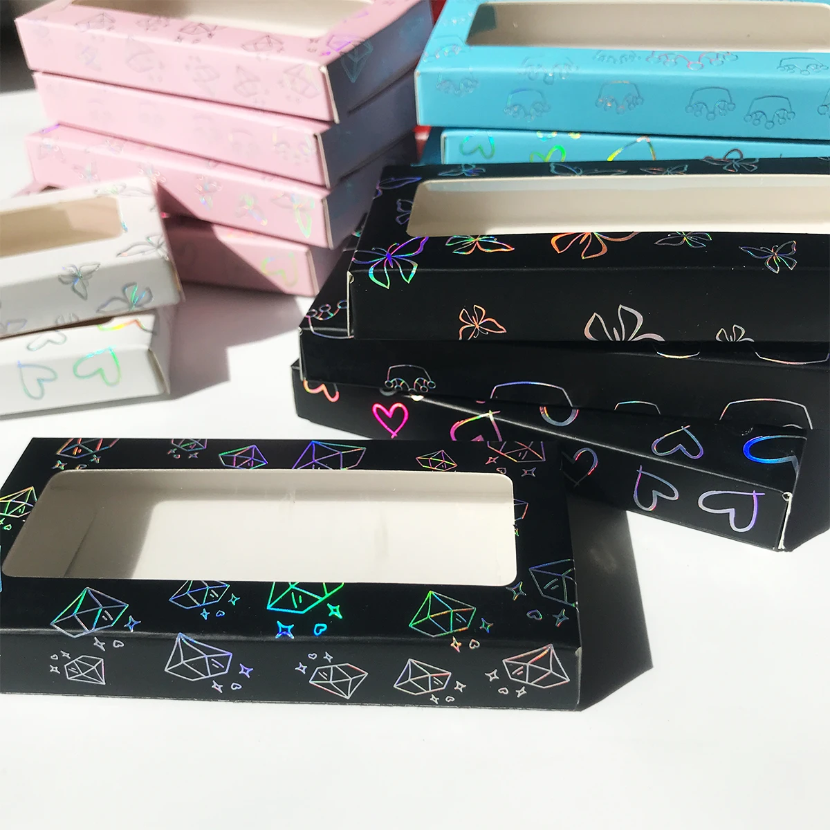 Wholesale Eyelashes Paper Box With Lash Trays Brush Tweezers Applicator For Fluffy Natural Long Wispy Strip Mink Lashes 2