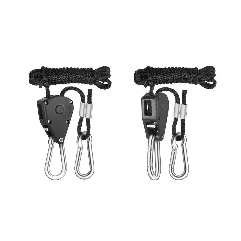 Rope Pulley Hoist Adjustable 1Pair Pulley Sling Lifting Rope Ratchet Hook Max Load 150lbs/68kg Lifter Hangers Assembly Sling Lifting Pulley Hooks