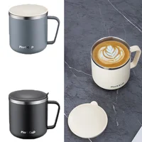 304 Stainless Steel Coffee Mugs Double Layer Heat Insulation Anti-fall Thermos Mug Home with Cover and Handle Mug Portable Cups 1