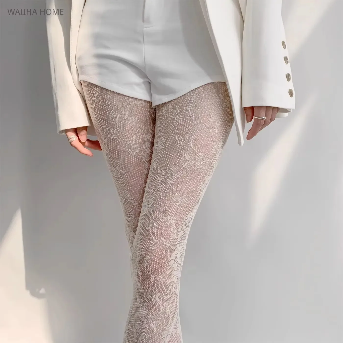 Gothic Fishnet Stockings Black Tights Women Sexy Nylon Sheer Pantyhose Lolita Hollow Out Floral Lace Pantyhose Cosplay