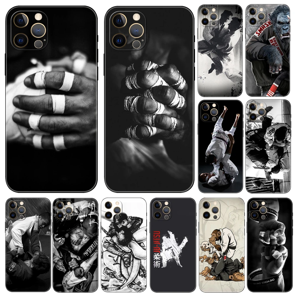 sport Martial Art Fight Jiu Jitsu phone case for iphone 5s 6 6s 7 8 plus x 10 XR XS 11 12 13 mini pro MAX black tpu back cover iphone 12 leather case