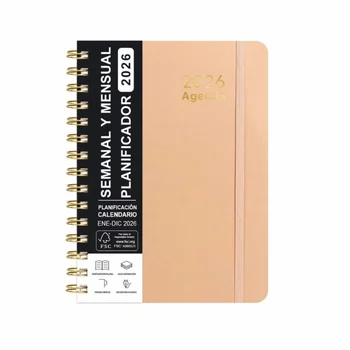 Agenda Spagnola 2026, Quaderno A5, Organizzatore Giornaliero Essenziale, Diario di Auto-Tracciamento, Libro Multifunzionale e Pratico