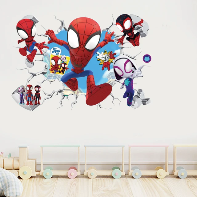 Superhero Spiderman Vinyl Sticker Murals Boys Room Decor - Bed