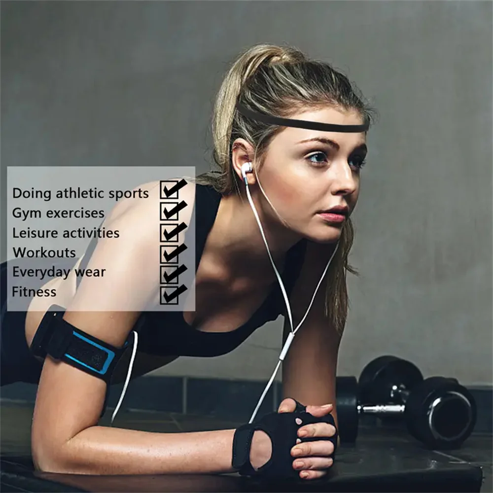 Description Picture 3 of item4 Pieces Non-Slip Elastic Sport Headband Black Stretchy Hair Band Sports Yoga Running Headband For Women Girls