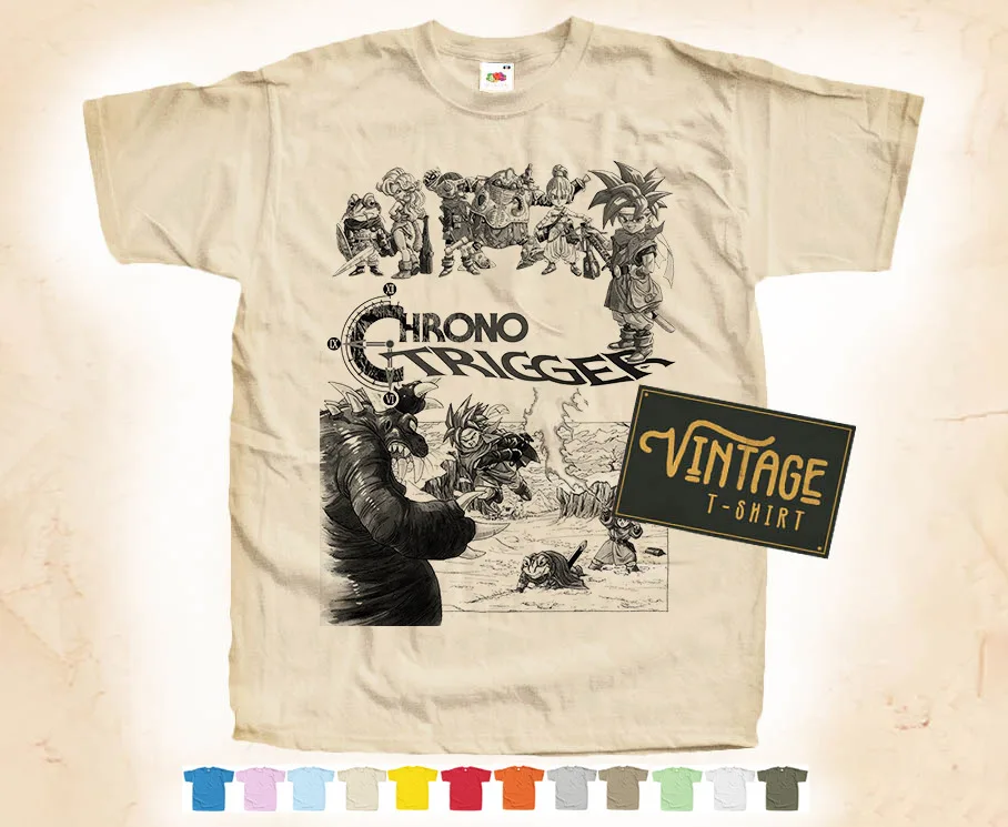 Stampa Nera: Chrono Trigger V2 T Shirt Natural Vintage Poster Cotton S-5Xl