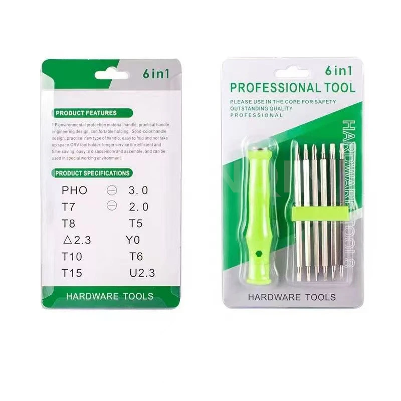 6 in 1 Screwdriver Set Magnetic Precision Double-Head Bits Adjustable Torx Cross Screw Drivers Portable Household Tools