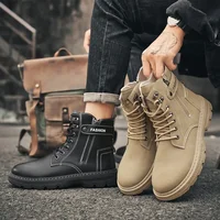 High-Top Men's Work Boots Outdoor Climbing Motorcycle Sports Trend Shoes EVA Insole Material Male Model Labor Protection